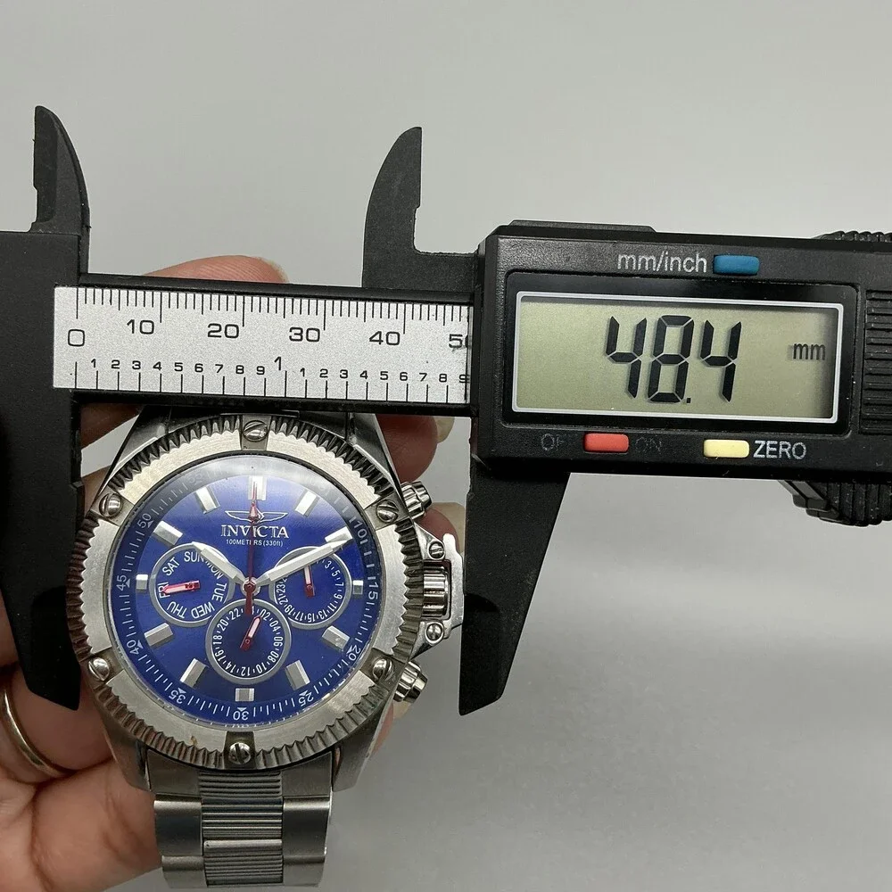 Invicta 5716 Mens Watch 44mm Blue Dial Stainless Steel 100M New Battery 8.25